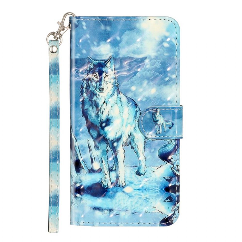 Flip Case voor Xiaomi Redmi Note 11 Pro Plus 5G Met Ketting Gebonden Wolf