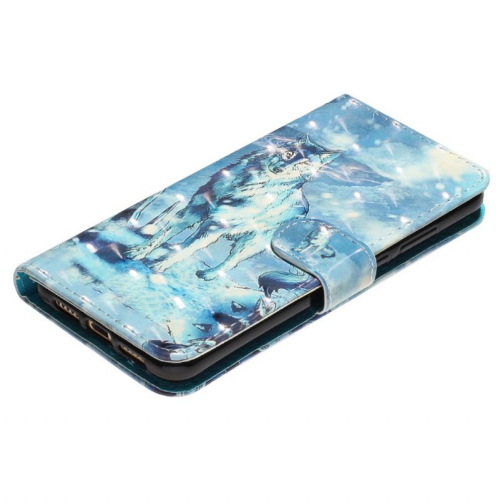 Flip Case voor Xiaomi Redmi Note 11 Pro Plus 5G Met Ketting Gebonden Wolf