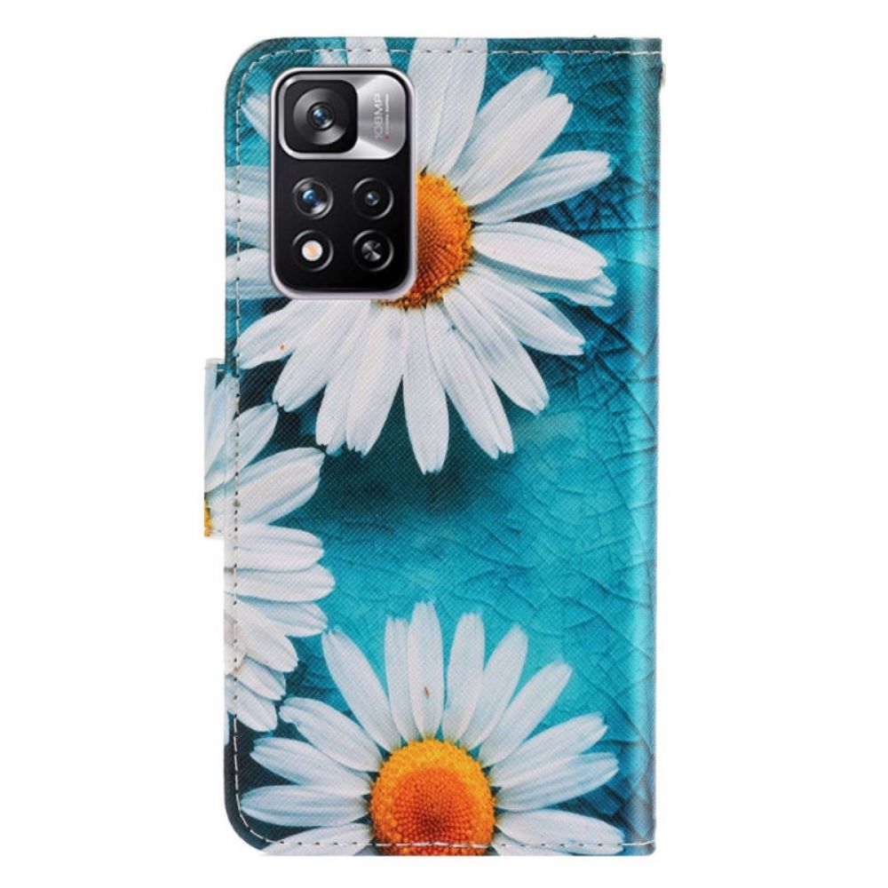 Flip Case voor Xiaomi Redmi Note 11 Pro Plus 5G Met Ketting Thong Madeliefjes