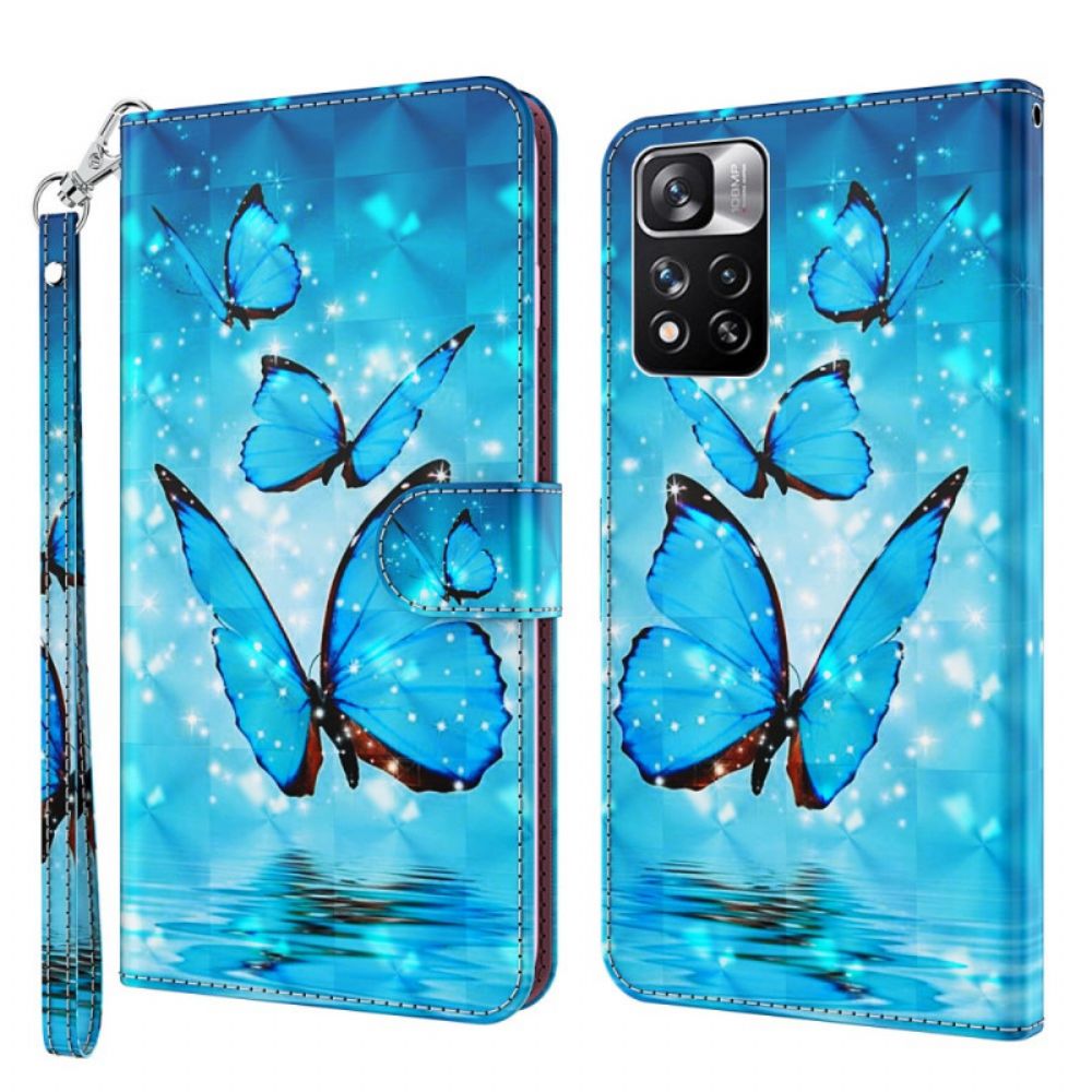 Folio-hoesje voor Xiaomi Redmi Note 11 Pro Plus 5G 3d Blauwe Vlinders