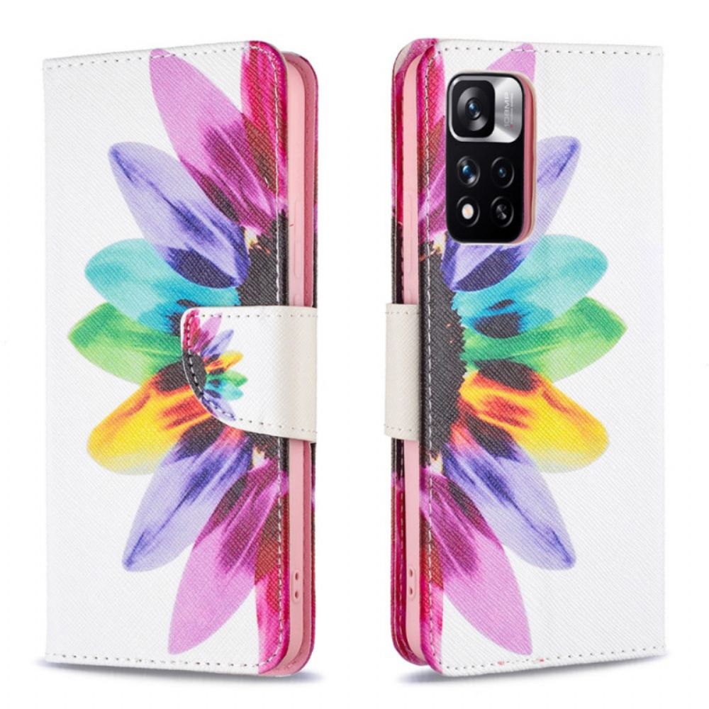 Folio-hoesje voor Xiaomi Redmi Note 11 Pro Plus 5G Aquarel Bloem