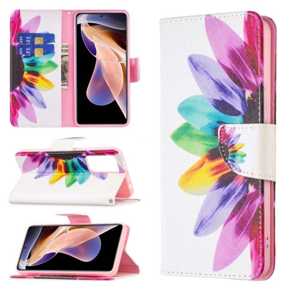 Folio-hoesje voor Xiaomi Redmi Note 11 Pro Plus 5G Aquarel Bloem