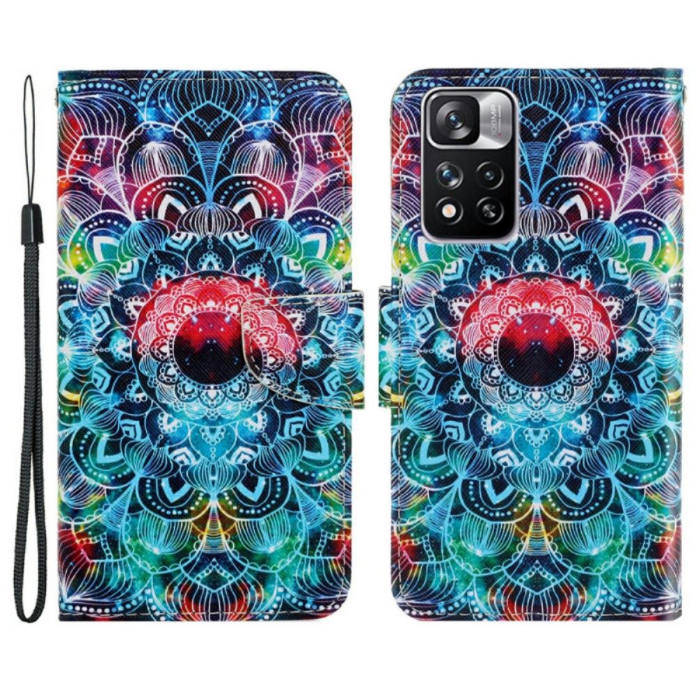 Folio-hoesje voor Xiaomi Redmi Note 11 Pro Plus 5G Met Ketting Knipperende Mandala Met Bandjes