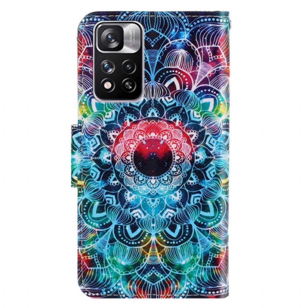 Folio-hoesje voor Xiaomi Redmi Note 11 Pro Plus 5G Met Ketting Knipperende Mandala Met Bandjes