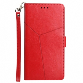 Folio-hoesje voor Xiaomi Redmi Note 11 Pro Plus 5G Met Ketting Leerstijl Met Geometrische Bandjes