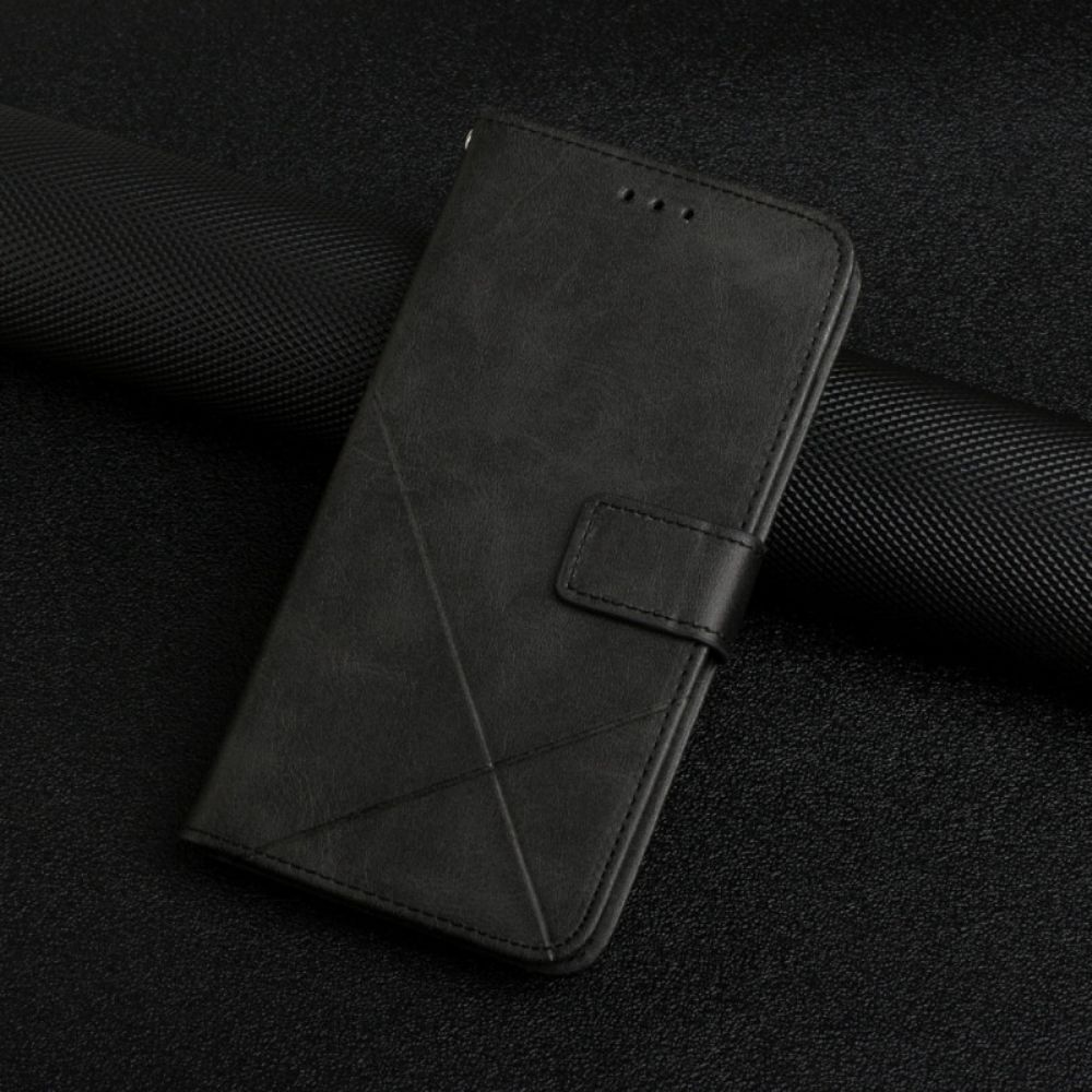 Folio-hoesje voor Xiaomi Redmi Note 11 Pro Plus 5G Met Ketting Leren Bandlijnen Met Leereffect