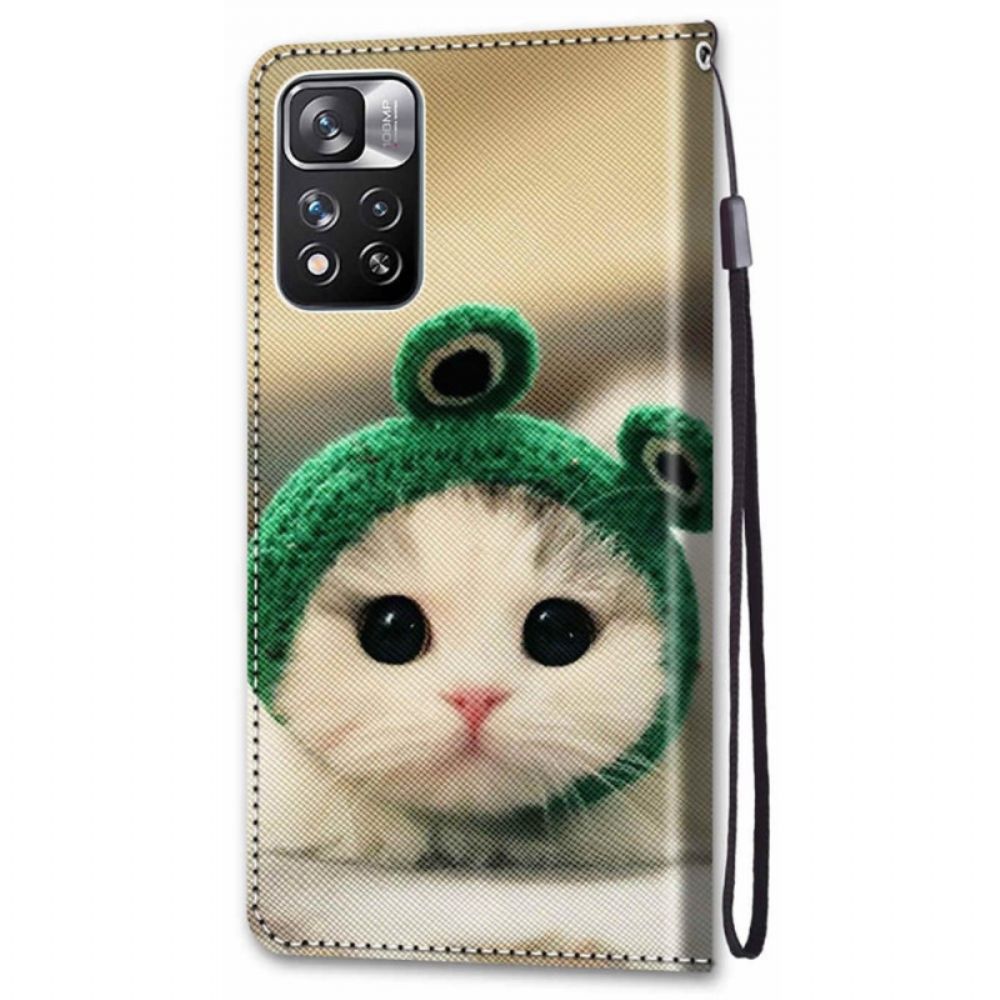 Folio-hoesje voor Xiaomi Redmi Note 11 Pro Plus 5G Met Ketting Leuke Kitten Met Bandjes