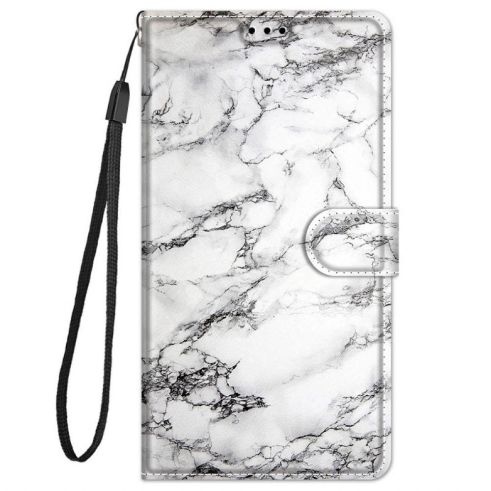 Folio-hoesje voor Xiaomi Redmi Note 11 Pro Plus 5G Met Ketting Marmeren Strappy Elegantie