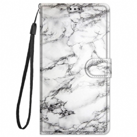 Folio-hoesje voor Xiaomi Redmi Note 11 Pro Plus 5G Met Ketting Marmeren Strappy Elegantie