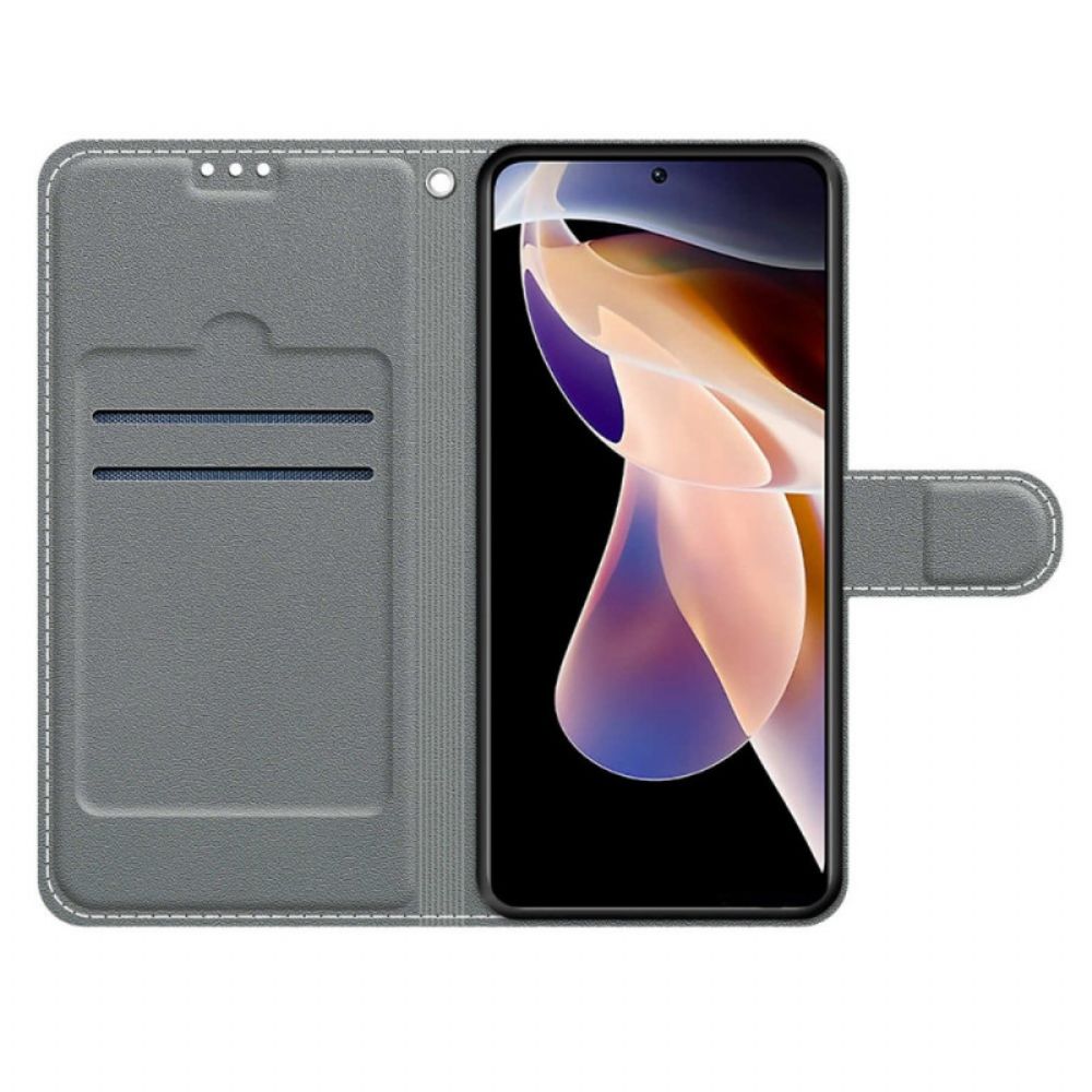 Folio-hoesje voor Xiaomi Redmi Note 11 Pro Plus 5G Met Ketting Marmeren Strappy Elegantie