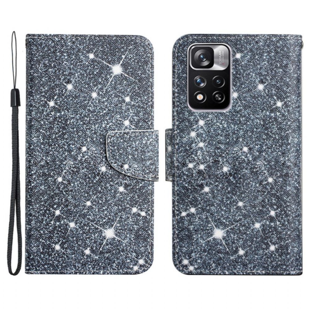 Folio-hoesje voor Xiaomi Redmi Note 11 Pro Plus 5G Met Ketting Paillettenband