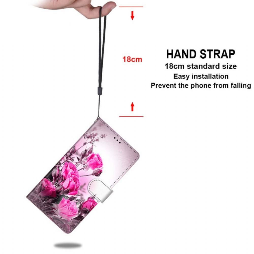 Folio-hoesje voor Xiaomi Redmi Note 11 Pro Plus 5G Met Ketting Thong Bloemen