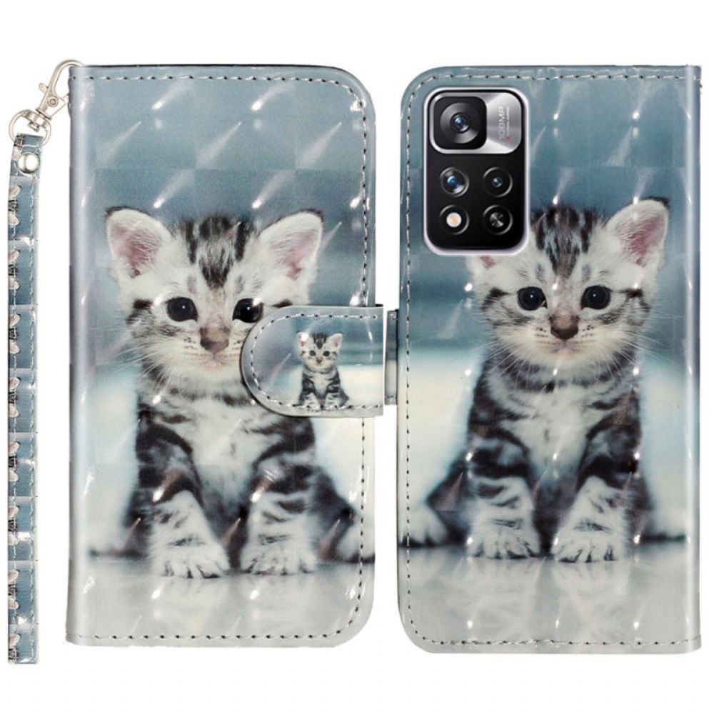 Folio-hoesje voor Xiaomi Redmi Note 11 Pro Plus 5G Met Ketting Thong Kitten