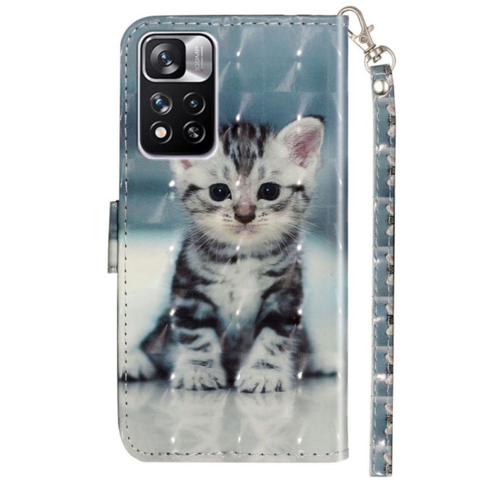 Folio-hoesje voor Xiaomi Redmi Note 11 Pro Plus 5G Met Ketting Thong Kitten