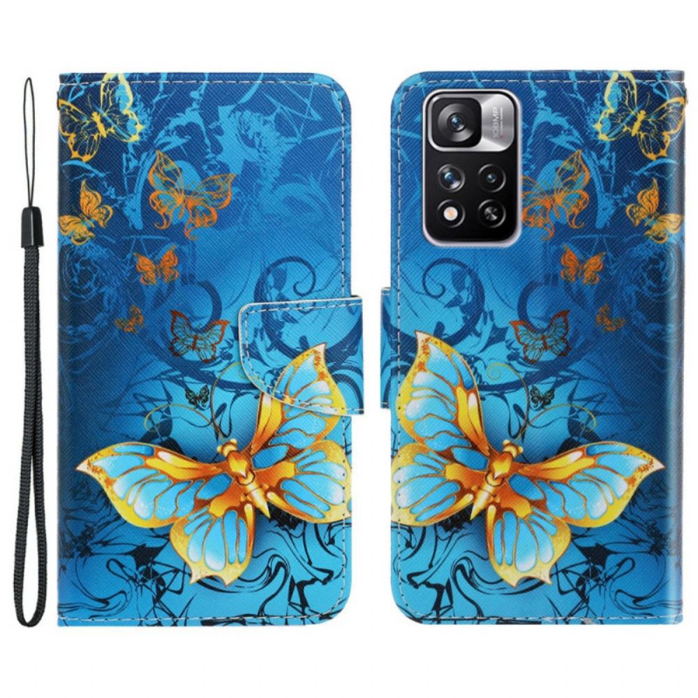 Folio-hoesje voor Xiaomi Redmi Note 11 Pro Plus 5G Met Ketting Vlinderriem Variaties