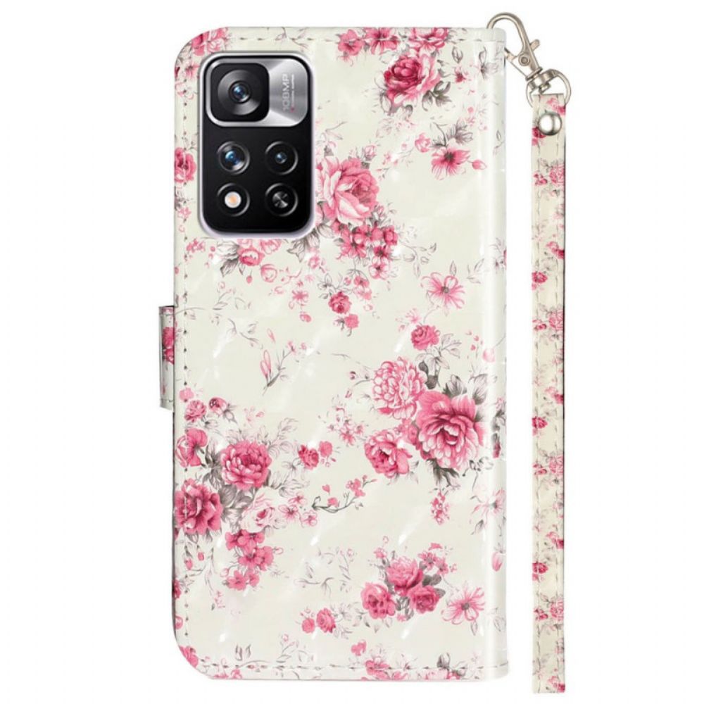 Folio-hoesje voor Xiaomi Redmi Note 11 Pro Plus 5G Met Ketting Vrijheidsband Bloemen