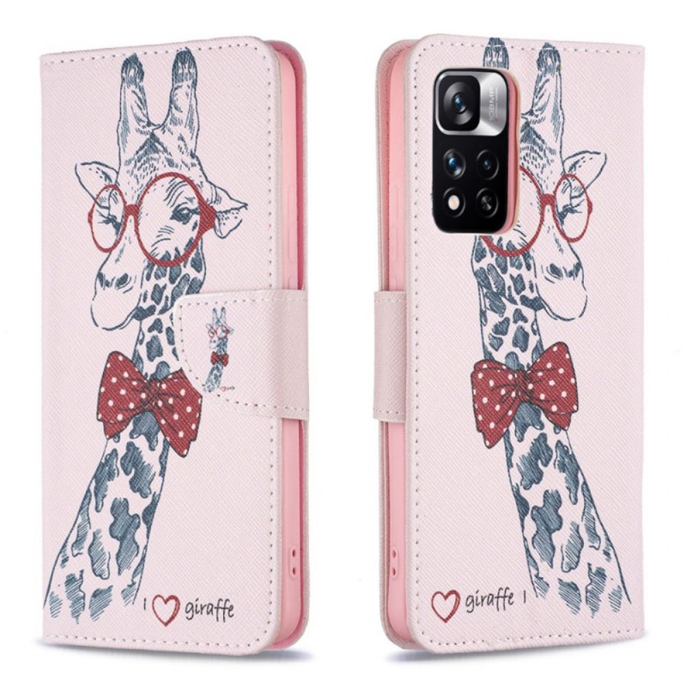 Folio-hoesje voor Xiaomi Redmi Note 11 Pro Plus 5G Nerdy Giraf