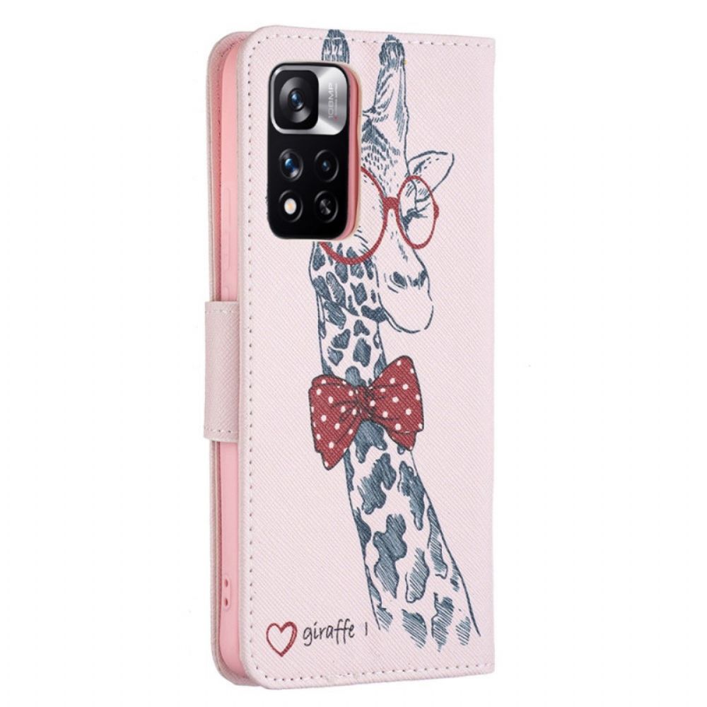 Folio-hoesje voor Xiaomi Redmi Note 11 Pro Plus 5G Nerdy Giraf