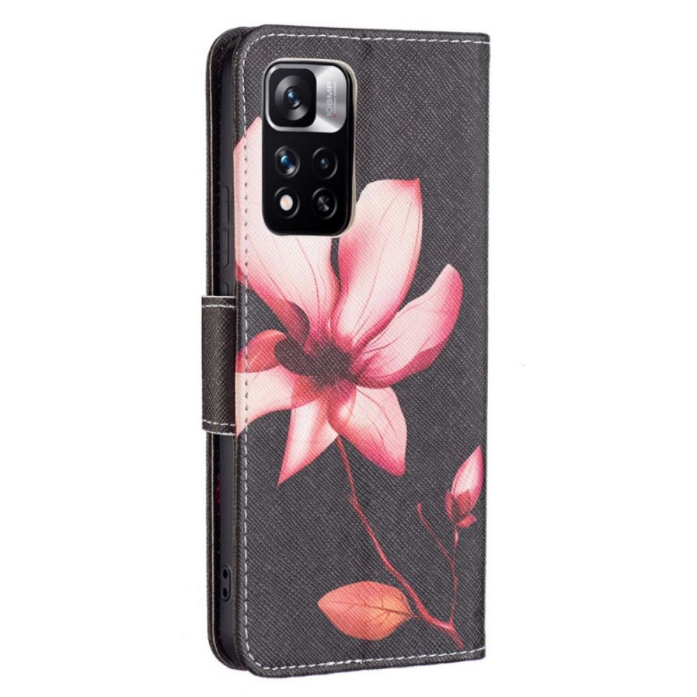 Folio-hoesje voor Xiaomi Redmi Note 11 Pro Plus 5G Roze Bloem