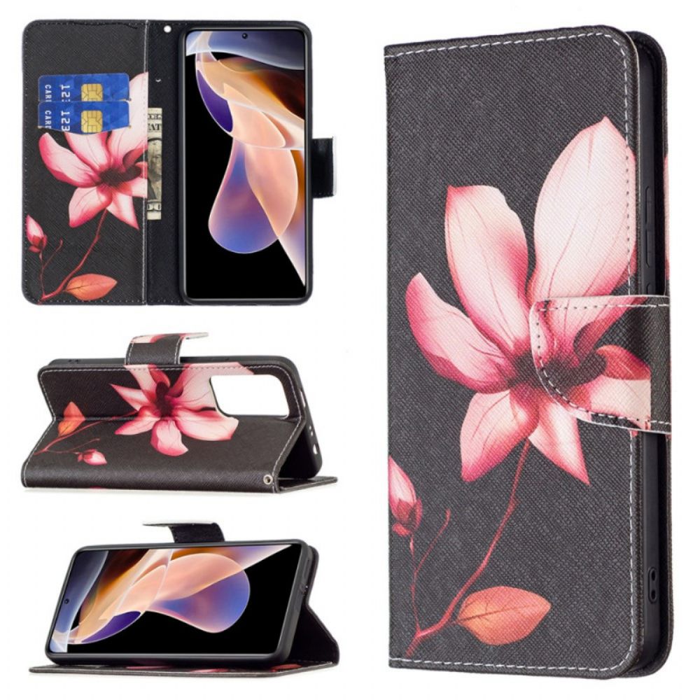 Folio-hoesje voor Xiaomi Redmi Note 11 Pro Plus 5G Roze Bloem