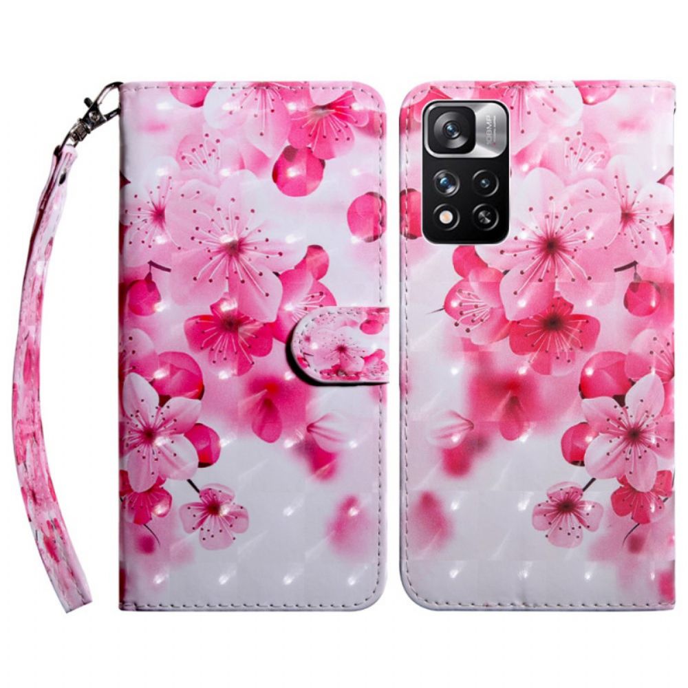 Folio-hoesje voor Xiaomi Redmi Note 11 Pro Plus 5G Roze Bloemen