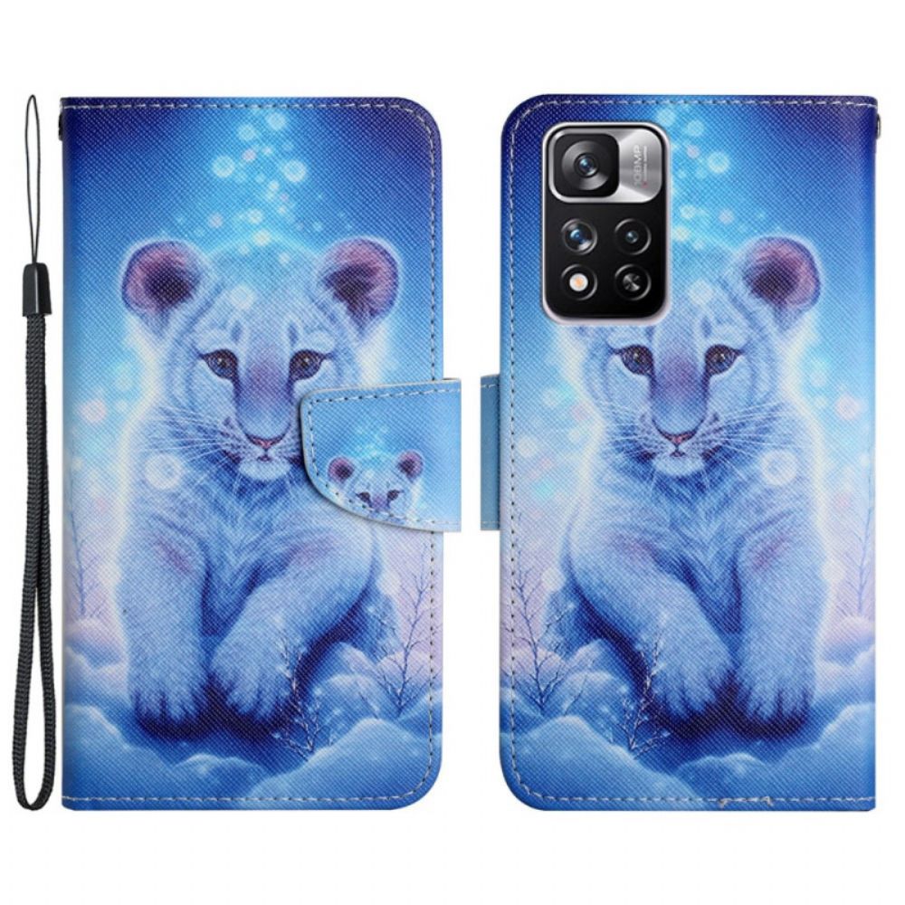 Folio-hoesje voor Xiaomi Redmi Note 11 Pro Plus 5G Sneeuwtijger