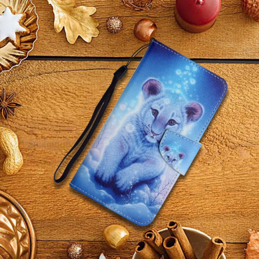 Folio-hoesje voor Xiaomi Redmi Note 11 Pro Plus 5G Sneeuwtijger