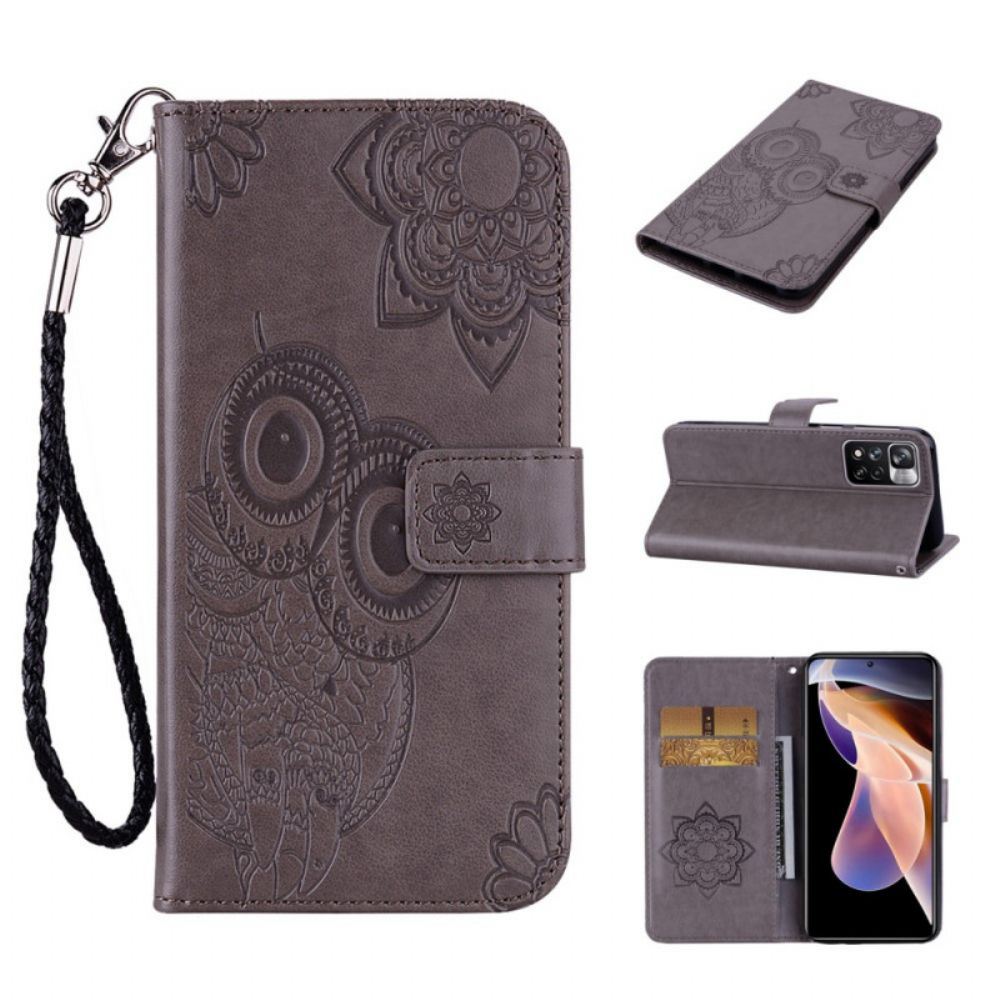 Folio-hoesje voor Xiaomi Redmi Note 11 Pro Plus 5G Uil Mandala