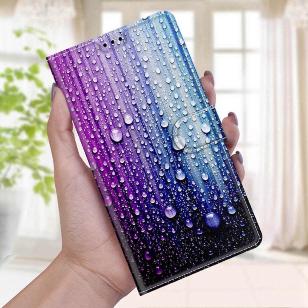 Folio-hoesje voor Xiaomi Redmi Note 11 Pro Plus 5G Waterdruppels Met Koord