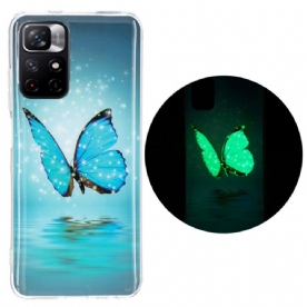 Hoesje voor Xiaomi Redmi Note 11 Pro Plus 5G Fluorescerende Blauwe Vlinder