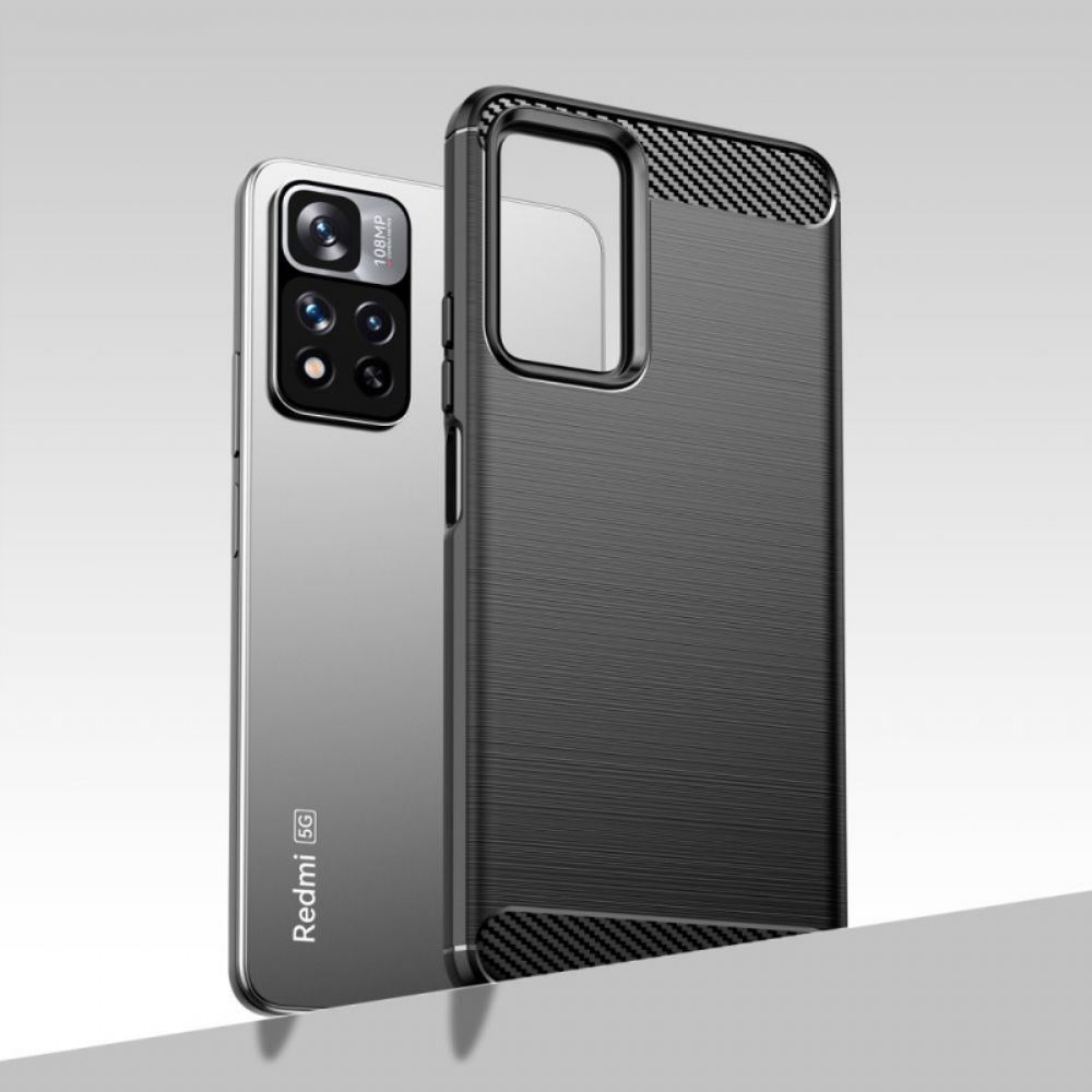 Hoesje voor Xiaomi Redmi Note 11 Pro Plus 5G Geborstelde Koolstofvezel