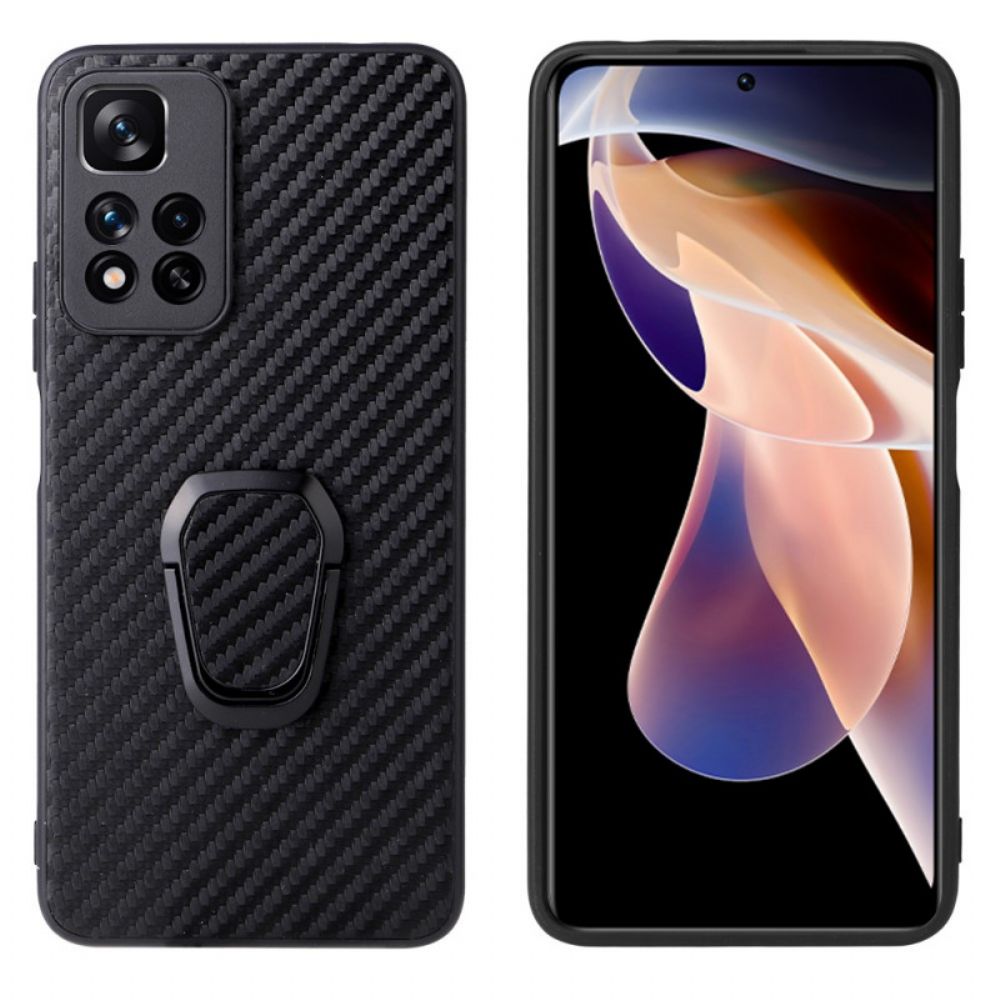 Hoesje voor Xiaomi Redmi Note 11 Pro Plus 5G Koolstofvezelring-ondersteuning