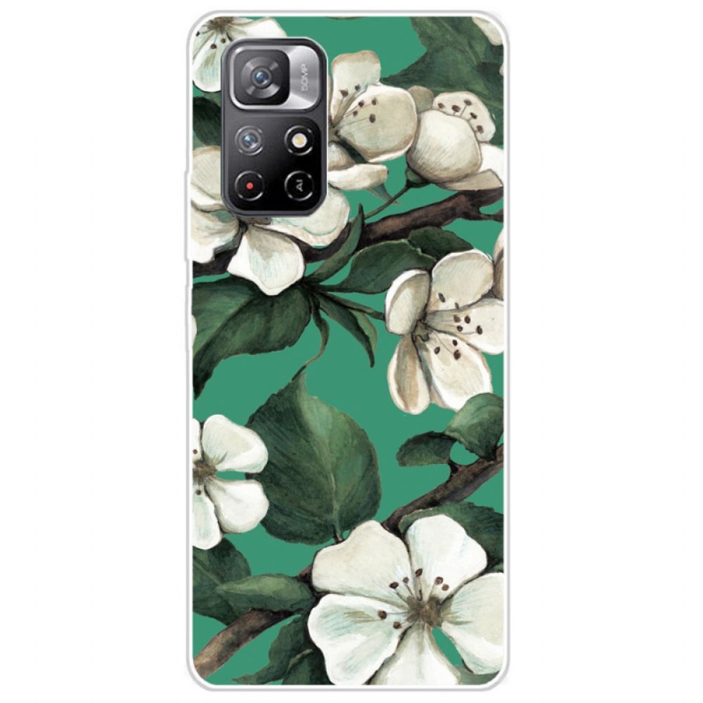 Hoesje voor Xiaomi Redmi Note 11 Pro Plus 5G Siliconen Witte Bloemen