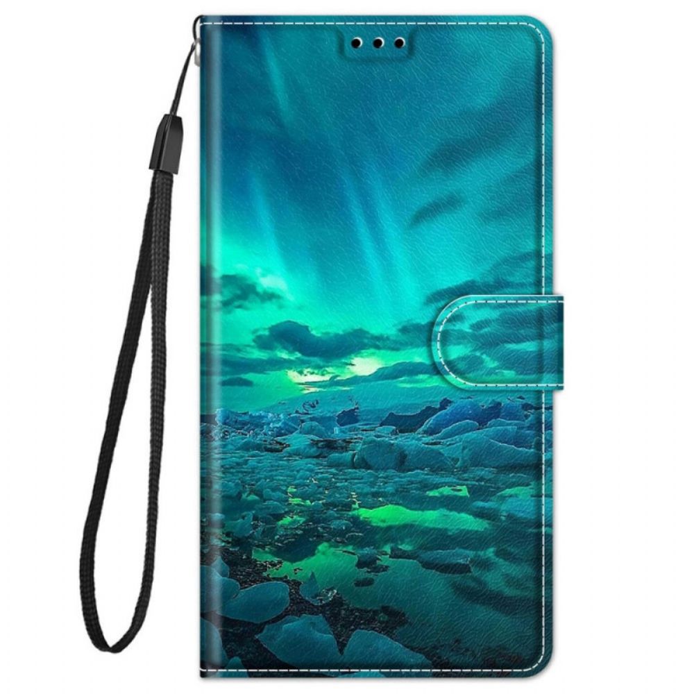 Leren Hoesje voor Xiaomi Redmi Note 11 Pro Plus 5G Met Ketting Landschap Band