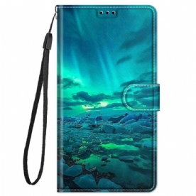 Leren Hoesje voor Xiaomi Redmi Note 11 Pro Plus 5G Met Ketting Landschap Band