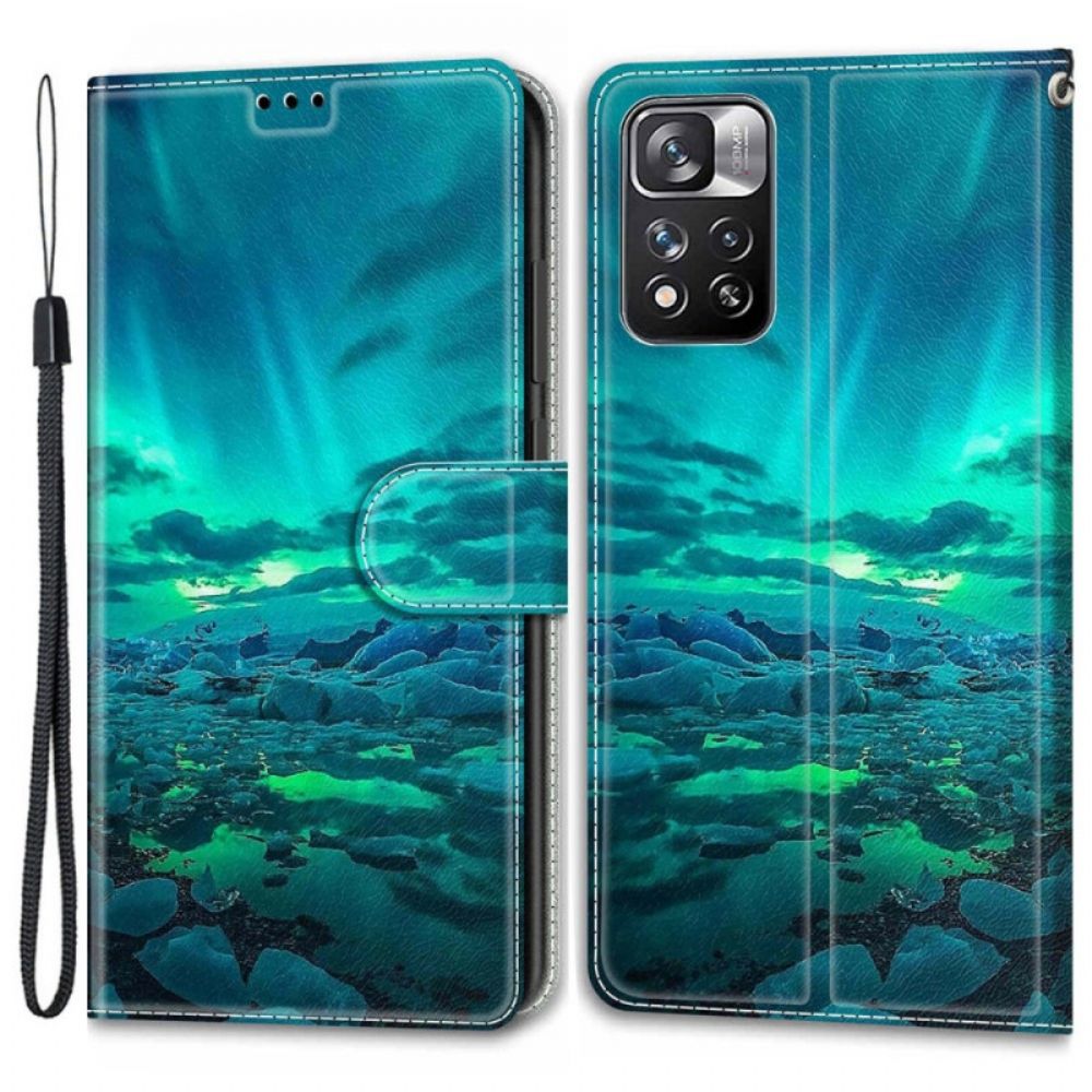 Leren Hoesje voor Xiaomi Redmi Note 11 Pro Plus 5G Met Ketting Landschap Band