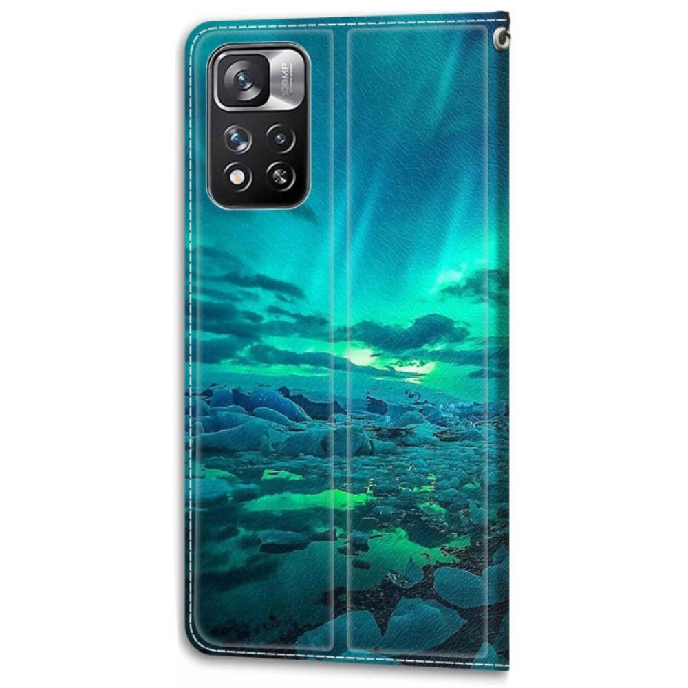 Leren Hoesje voor Xiaomi Redmi Note 11 Pro Plus 5G Met Ketting Landschap Band