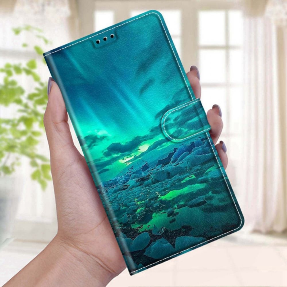 Leren Hoesje voor Xiaomi Redmi Note 11 Pro Plus 5G Met Ketting Landschap Band