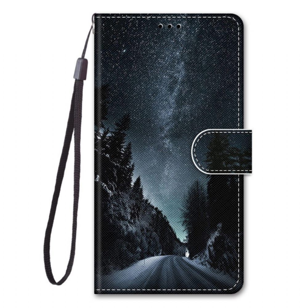 Leren Hoesje voor Xiaomi Redmi Note 11 Pro Plus 5G Met Ketting Landschap Band