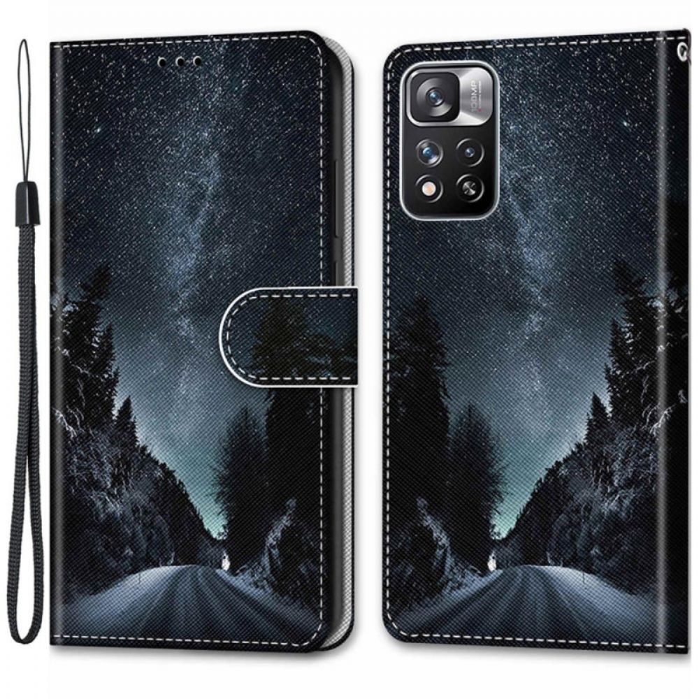 Leren Hoesje voor Xiaomi Redmi Note 11 Pro Plus 5G Met Ketting Landschap Band