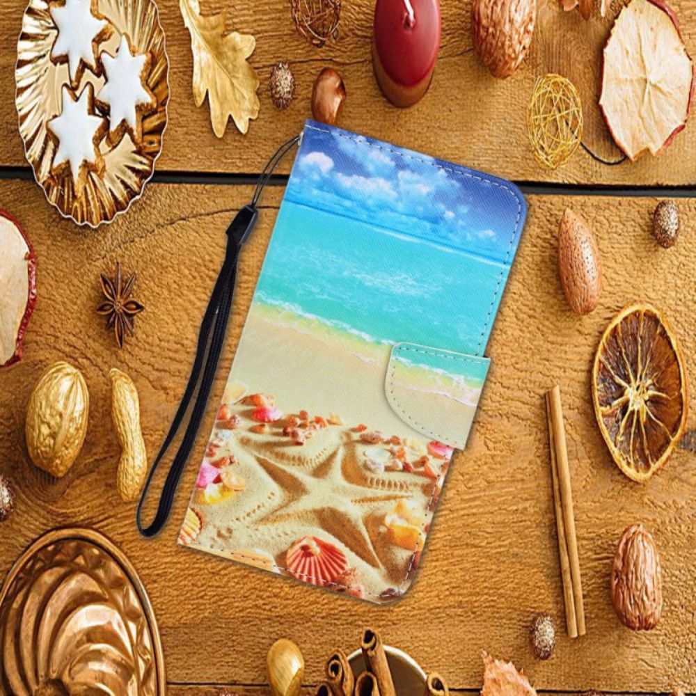 Leren Hoesje voor Xiaomi Redmi Note 11 Pro Plus 5G Met Ketting Strandstrand