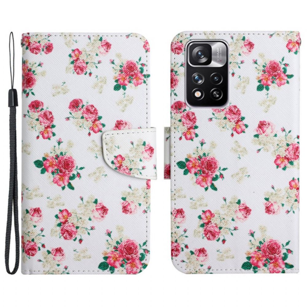 Leren Hoesje voor Xiaomi Redmi Note 11 Pro Plus 5G Royal Liberty-bloemen