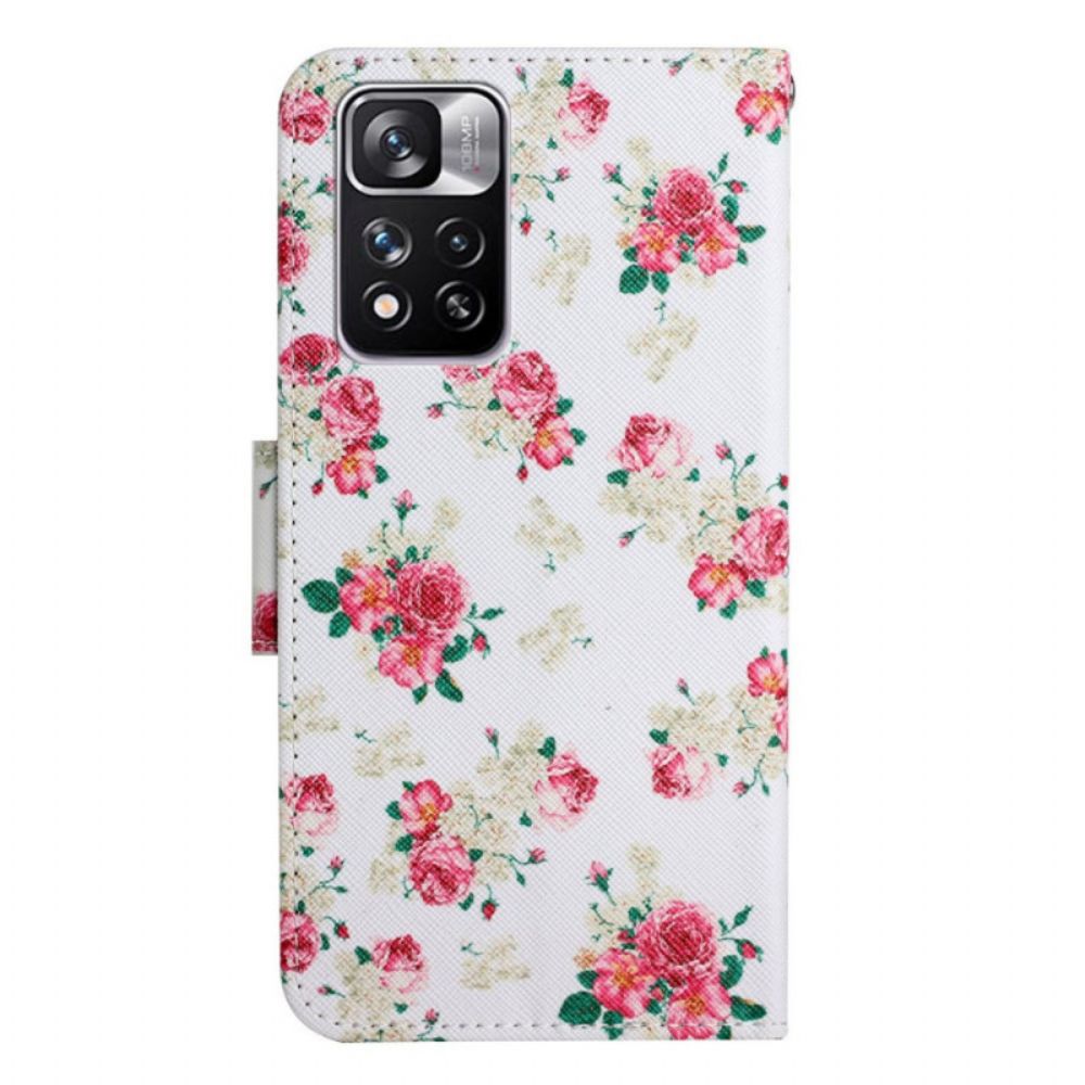 Leren Hoesje voor Xiaomi Redmi Note 11 Pro Plus 5G Royal Liberty-bloemen