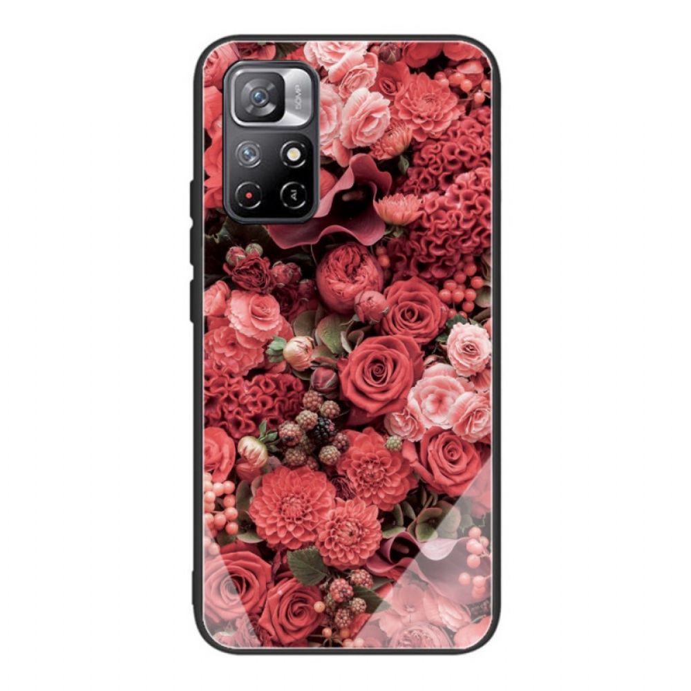 Telefoonhoesje voor Xiaomi Redmi Note 11 Pro Plus 5G Gehard Glas Roze Bloemen