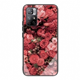 Telefoonhoesje voor Xiaomi Redmi Note 11 Pro Plus 5G Gehard Glas Roze Bloemen