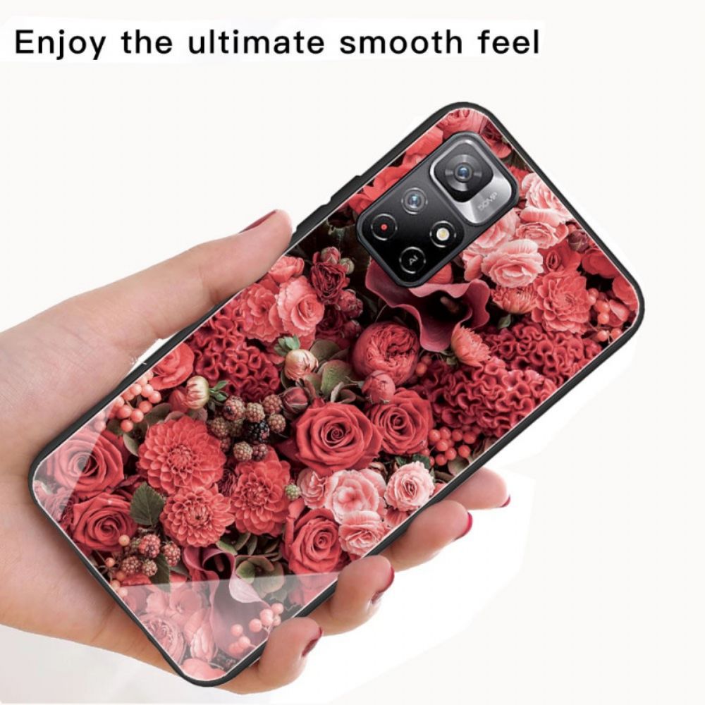 Telefoonhoesje voor Xiaomi Redmi Note 11 Pro Plus 5G Gehard Glas Roze Bloemen