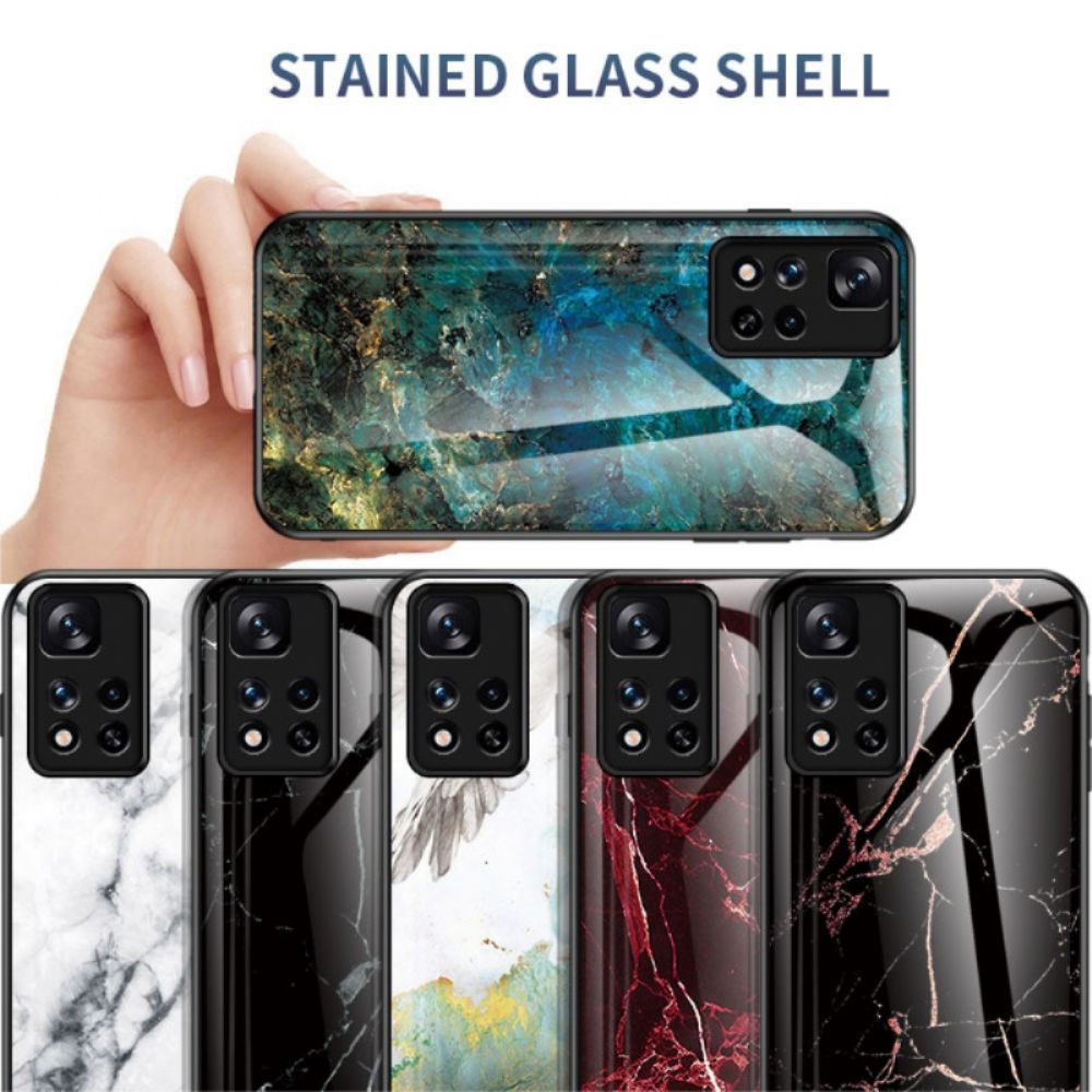 Telefoonhoesje voor Xiaomi Redmi Note 11 Pro Plus 5G Marmer Kleuren Gehard Glas