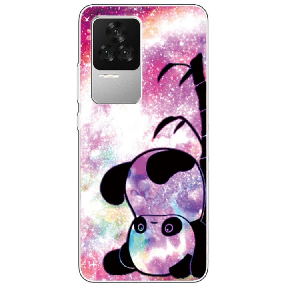 Hoesje voor Poco F4 Siliconen Panda Omgekeerd