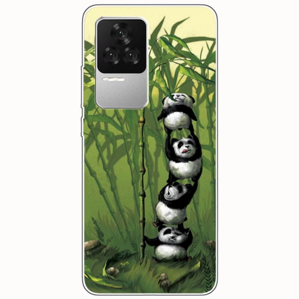 Hoesje voor Poco F4 Stapel Panda's