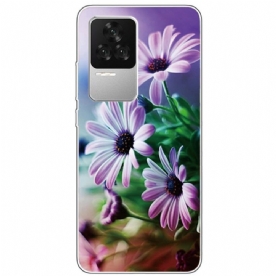 Telefoonhoesje voor Poco F4 Siliconen Bloemen